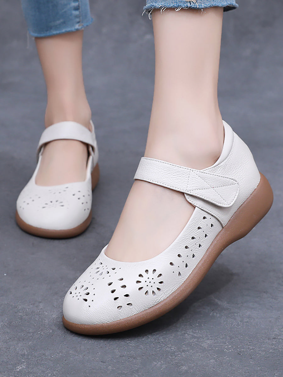 Adeline® |  Płaskie buty damskie Summer Artsy Solid Leather Cutout