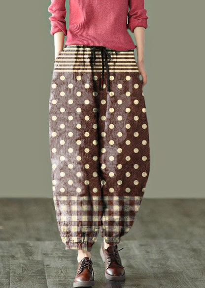 Beautiful Sunset Print Fall Linen Harem Pants-Limited Stock - SooLinen