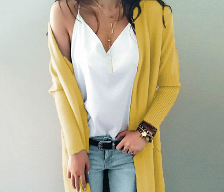 Women’s Long Sleeve Knit Cardigan with Pockets