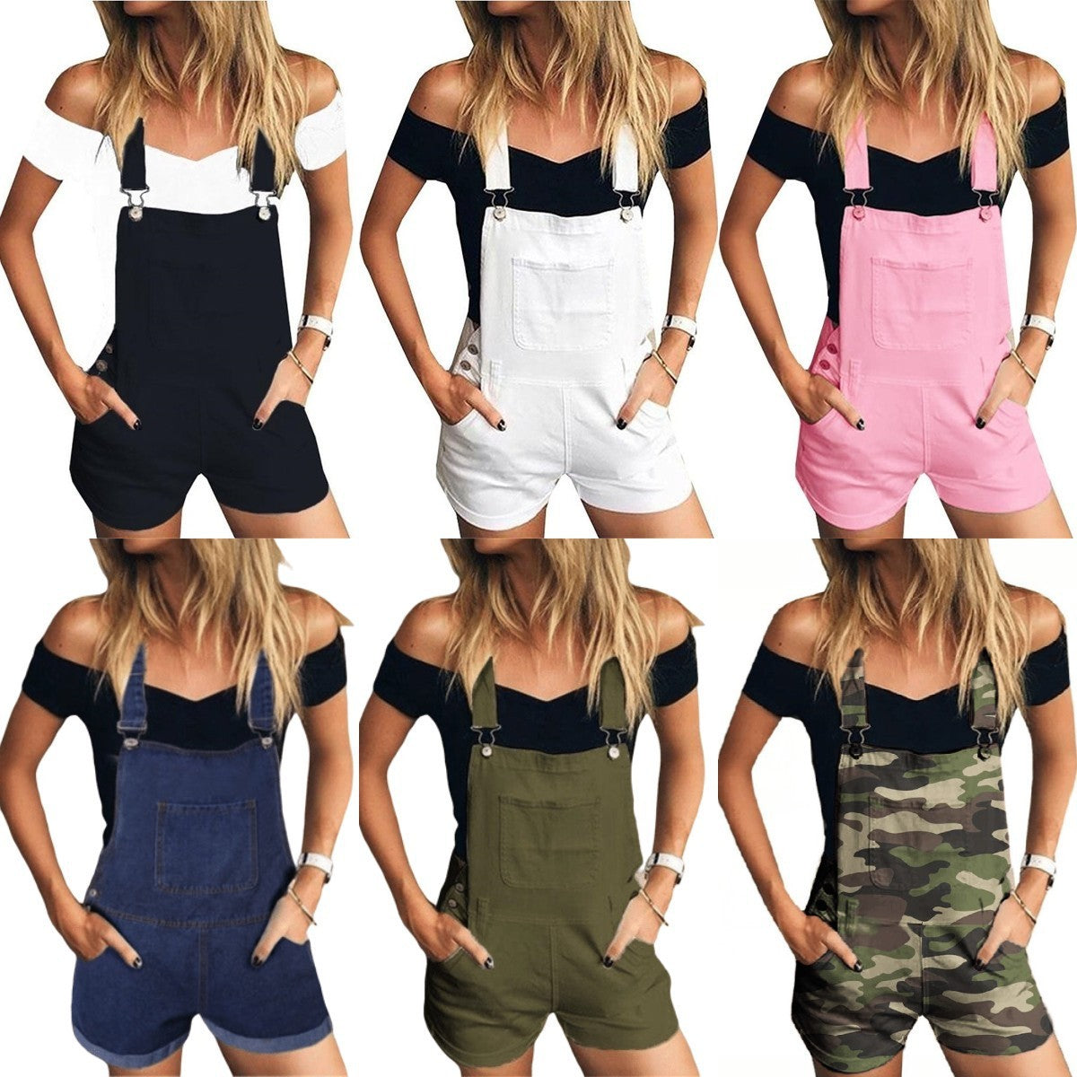 Women's Overall Shorts with Pockets